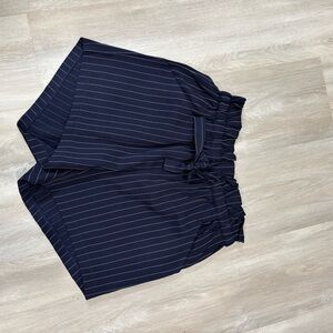 She + Sky High Waist Navy Pinstripe Shorts